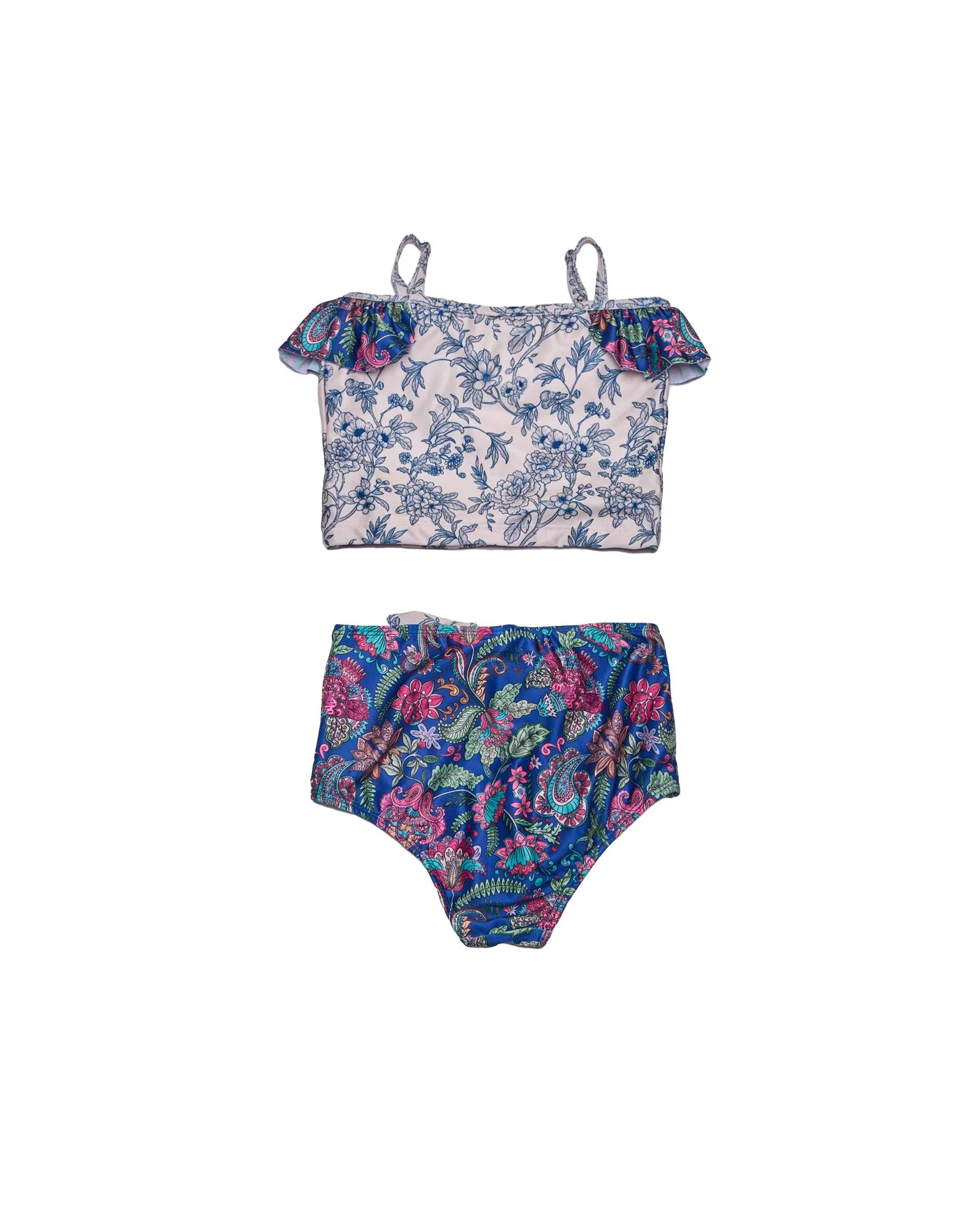 Girls Tankini Set – Ruffle Trim & High-Waisted Bottoms (River) - Image 4