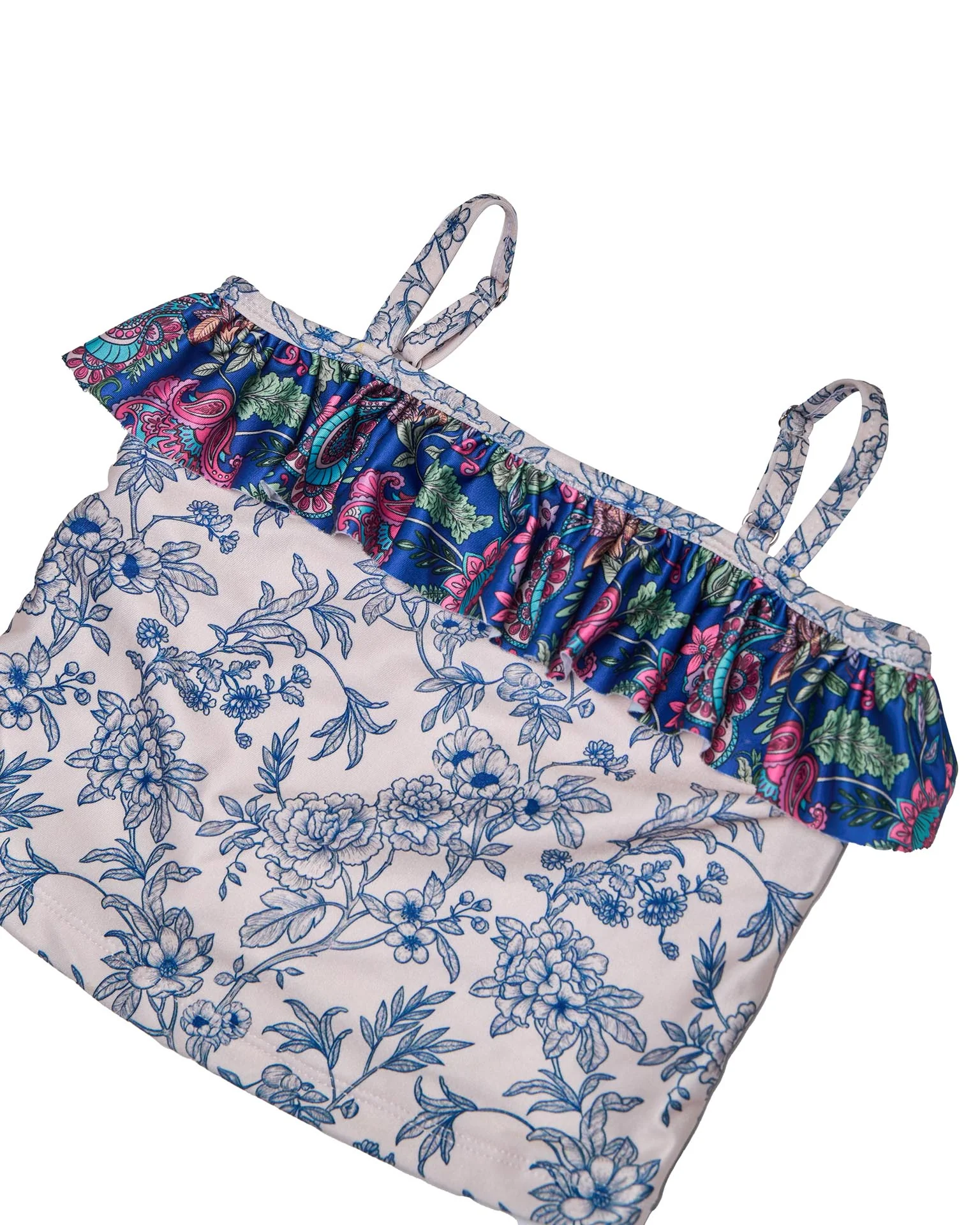 Girls Tankini Set – Ruffle Trim & High-Waisted Bottoms (River) - Image 5